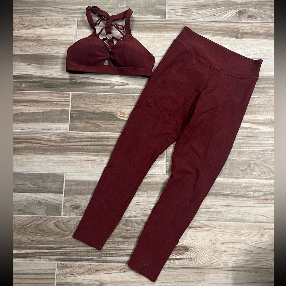 Bombshell Sportswear maroon black cherry set dream bra medium sculpt leggings XL